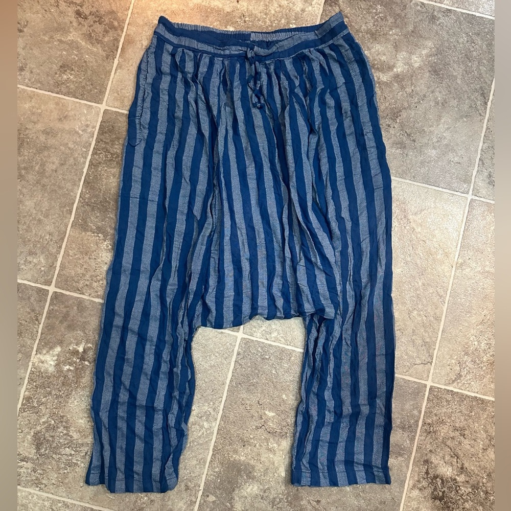 Blue Striped Harem Pants